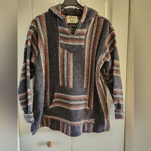 Bohi Hoodie Beach Jacket Woven Cotton BAJA  XL Mexican Coat